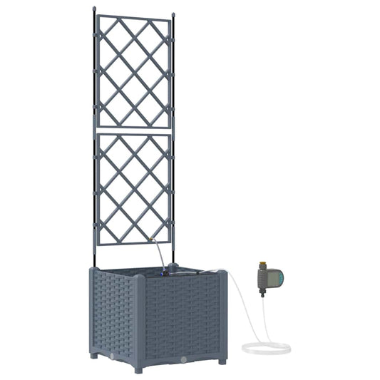 vidaXL Garden Planter 2 pcs LiGht Grey 40 x 40 x 142 cm PP