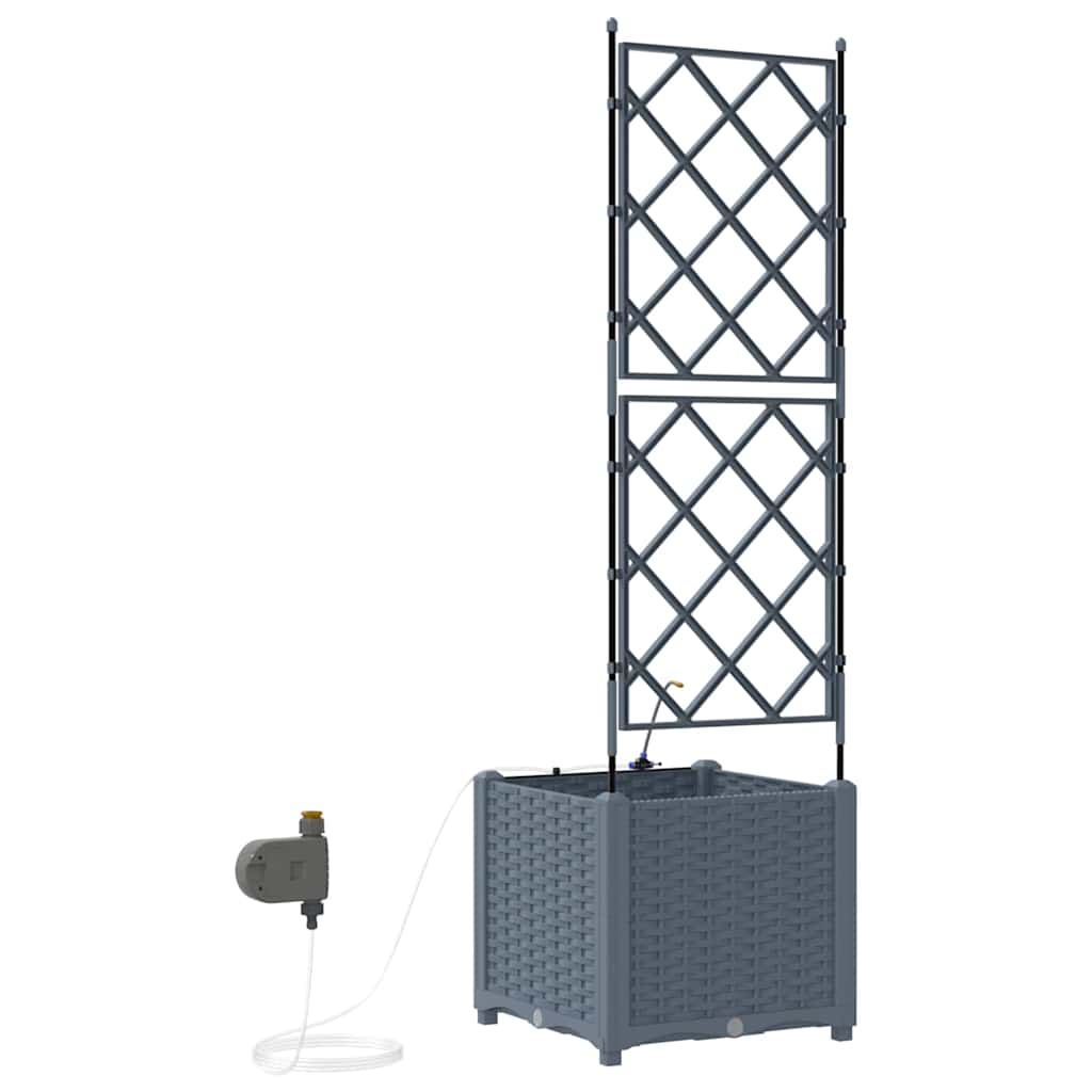vidaXL Garden Planter 2 pcs LiGht Grey 40 x 40 x 142 cm PP