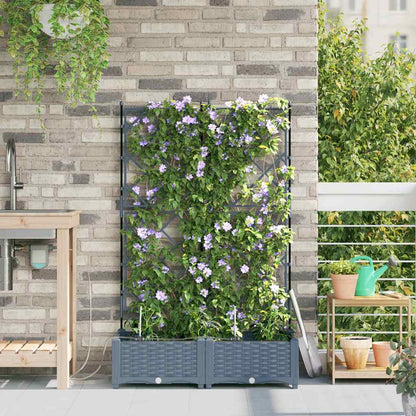 vidaXL Garden Planter 2 pcs LiGht Grey 80 x 40 x 126 cm PP