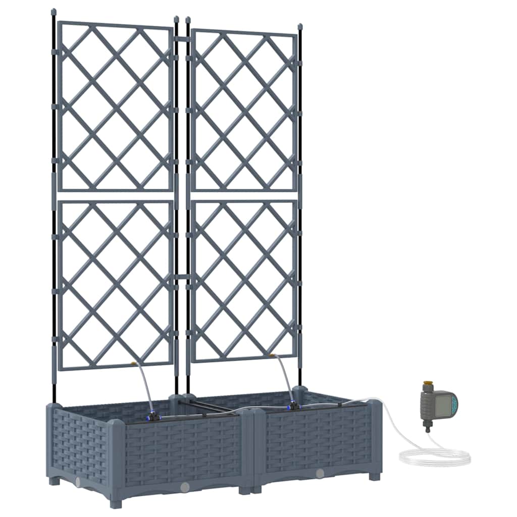vidaXL Garden Planter 2 pcs LiGht Grey 80 x 40 x 126 cm PP