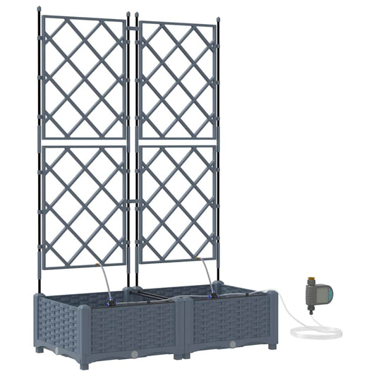 vidaXL Garden Planter 2 pcs LiGht Grey 80 x 40 x 126 cm PP