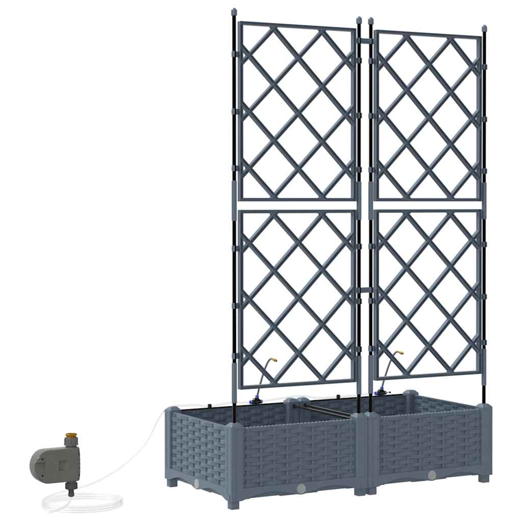vidaXL Garden Planter 2 pcs LiGht Grey 80 x 40 x 126 cm PP