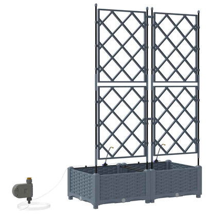 vidaXL Garden Planter 2 pcs LiGht Grey 80 x 40 x 126 cm PP