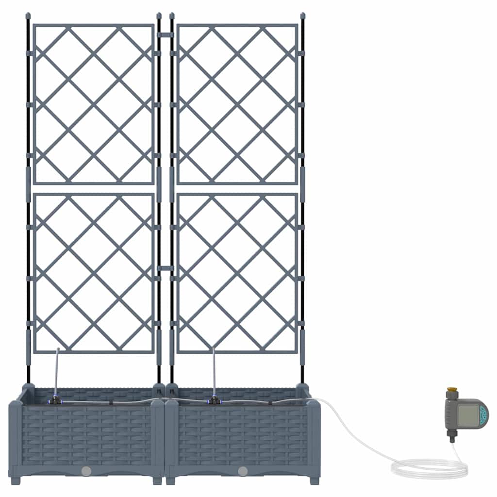 vidaXL Garden Planter 2 pcs LiGht Grey 80 x 40 x 126 cm PP