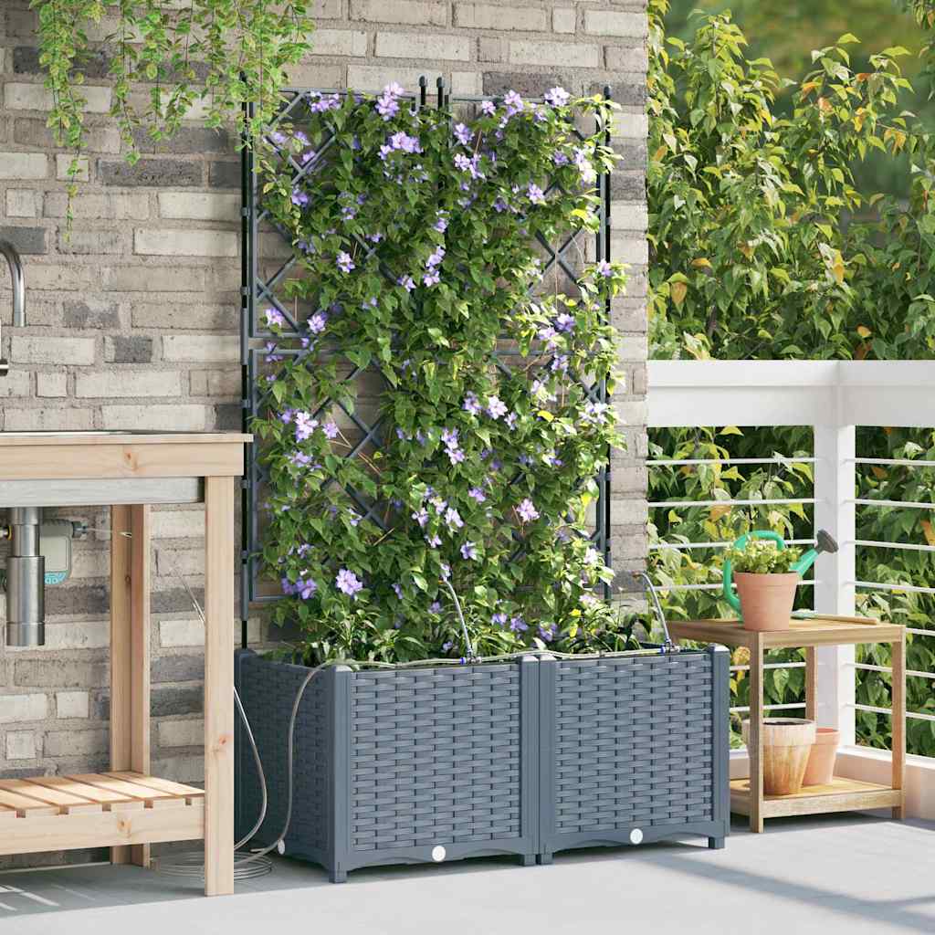 vidaXL Garden Planter 2 pcs LiGht Grey 80 x 40 x 142 cm PP