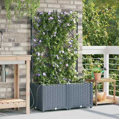vidaXL Garden Planter 2 pcs LiGht Grey 80 x 40 x 142 cm PP