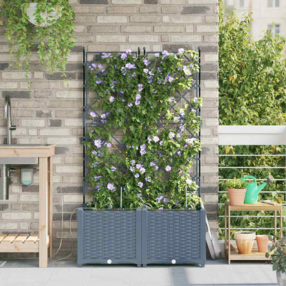 vidaXL Garden Planter 2 pcs LiGht Grey 80 x 40 x 142 cm PP