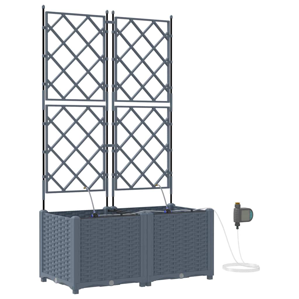 vidaXL Garden Planter 2 pcs LiGht Grey 80 x 40 x 142 cm PP