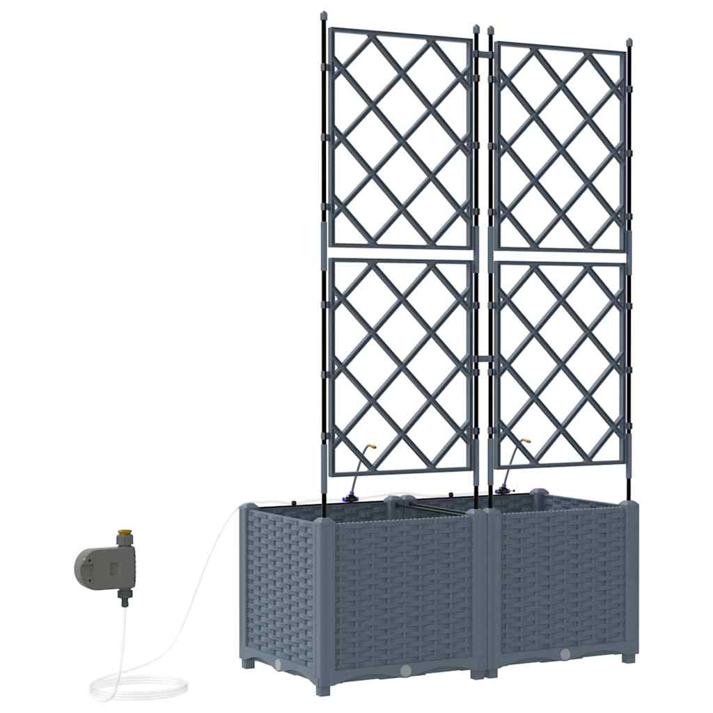 vidaXL Garden Planter 2 pcs LiGht Grey 80 x 40 x 142 cm PP