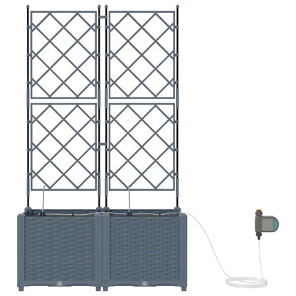 vidaXL Garden Planter 2 pcs LiGht Grey 80 x 40 x 142 cm PP