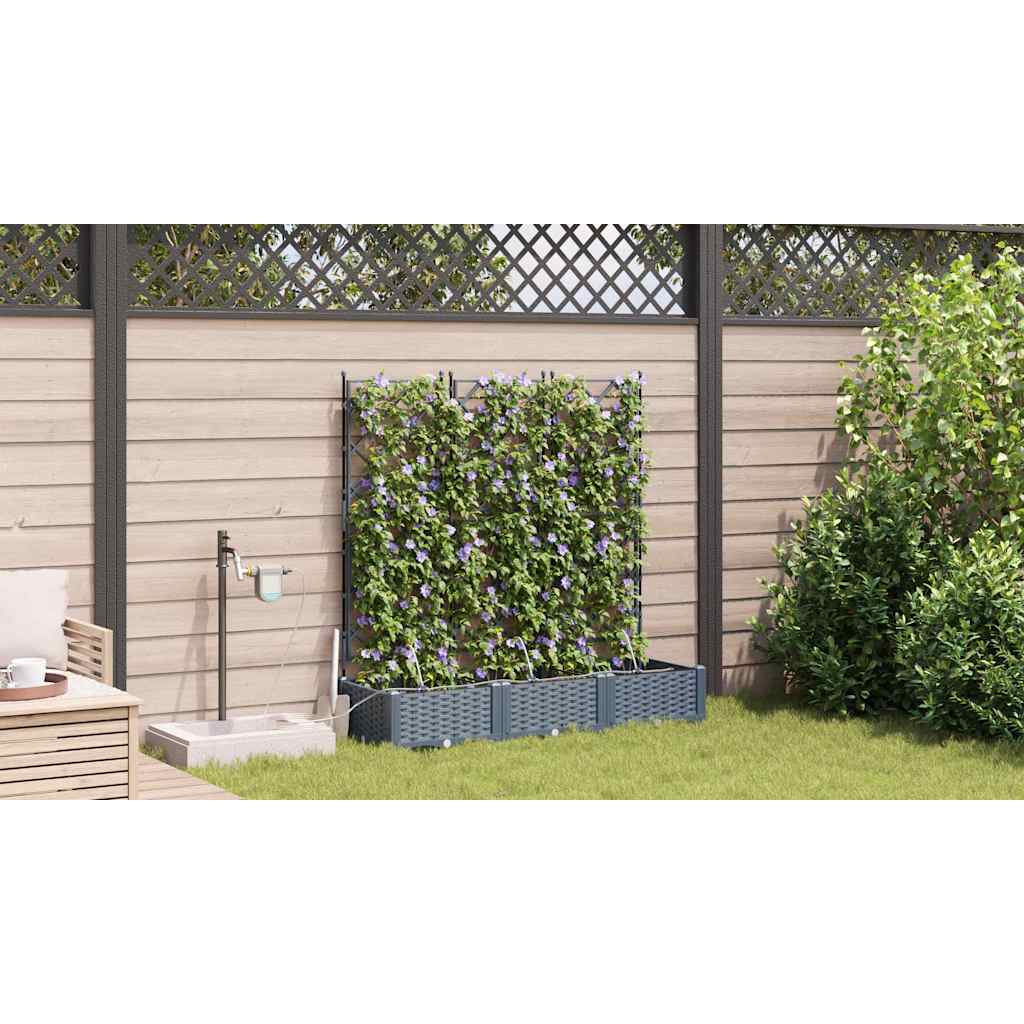 vidaXL Garden Planter 3 pcs LiGht Grey 120 x 40 x 126 cm PP