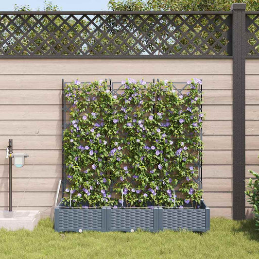 vidaXL Garden Planter 3 pcs LiGht Grey 120 x 40 x 126 cm PP