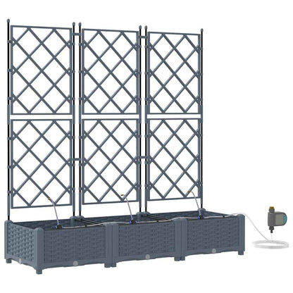 vidaXL Garden Planter 3 pcs LiGht Grey 120 x 40 x 126 cm PP
