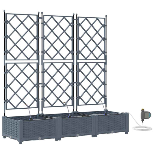 vidaXL Garden Planter 3 pcs LiGht Grey 120 x 40 x 126 cm PP