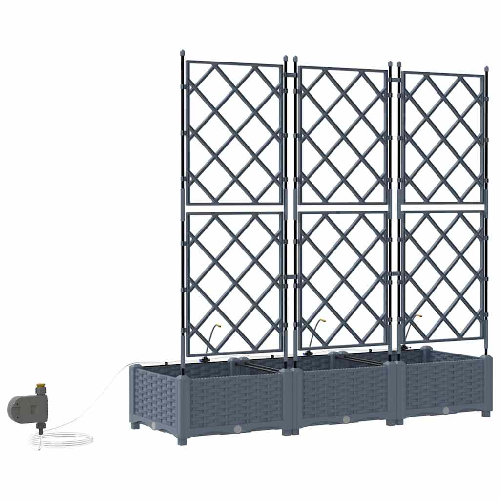 vidaXL Garden Planter 3 pcs LiGht Grey 120 x 40 x 126 cm PP
