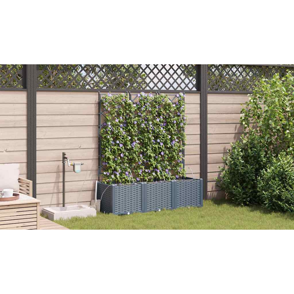 vidaXL Garden Planter 3 pcs LiGht Grey 120 x 40 x 142 cm PP