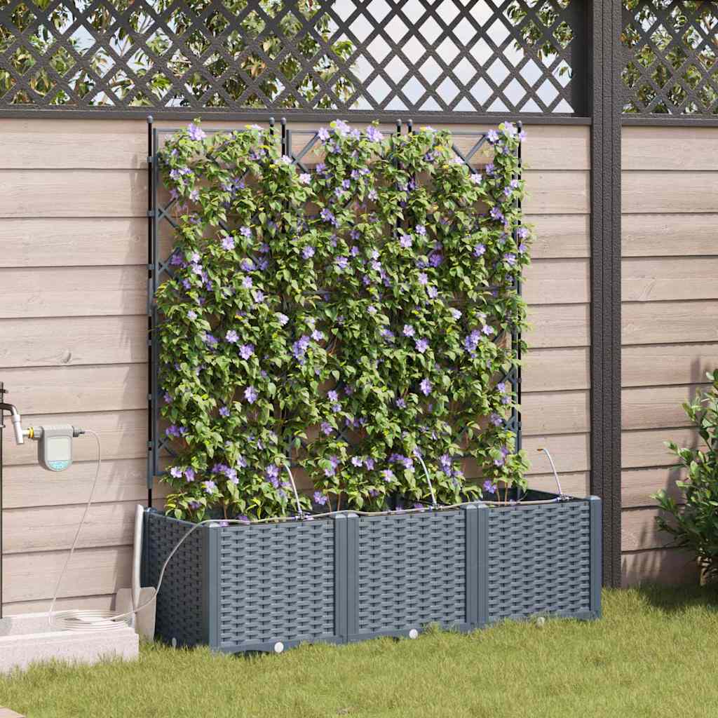 vidaXL Garden Planter 3 pcs LiGht Grey 120 x 40 x 142 cm PP