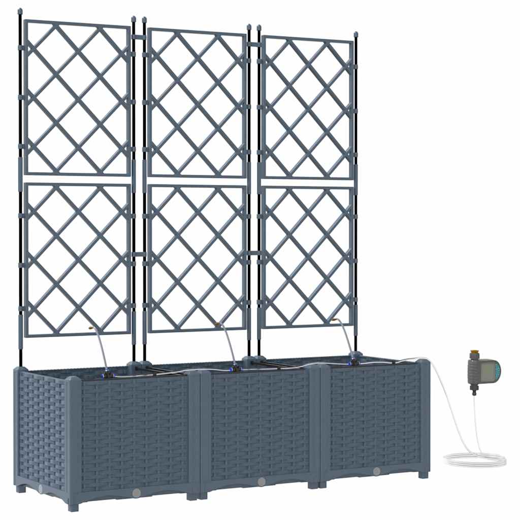 vidaXL Garden Planter 3 pcs LiGht Grey 120 x 40 x 142 cm PP