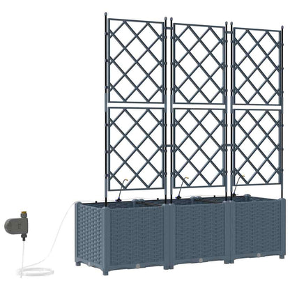 vidaXL Garden Planter 3 pcs LiGht Grey 120 x 40 x 142 cm PP
