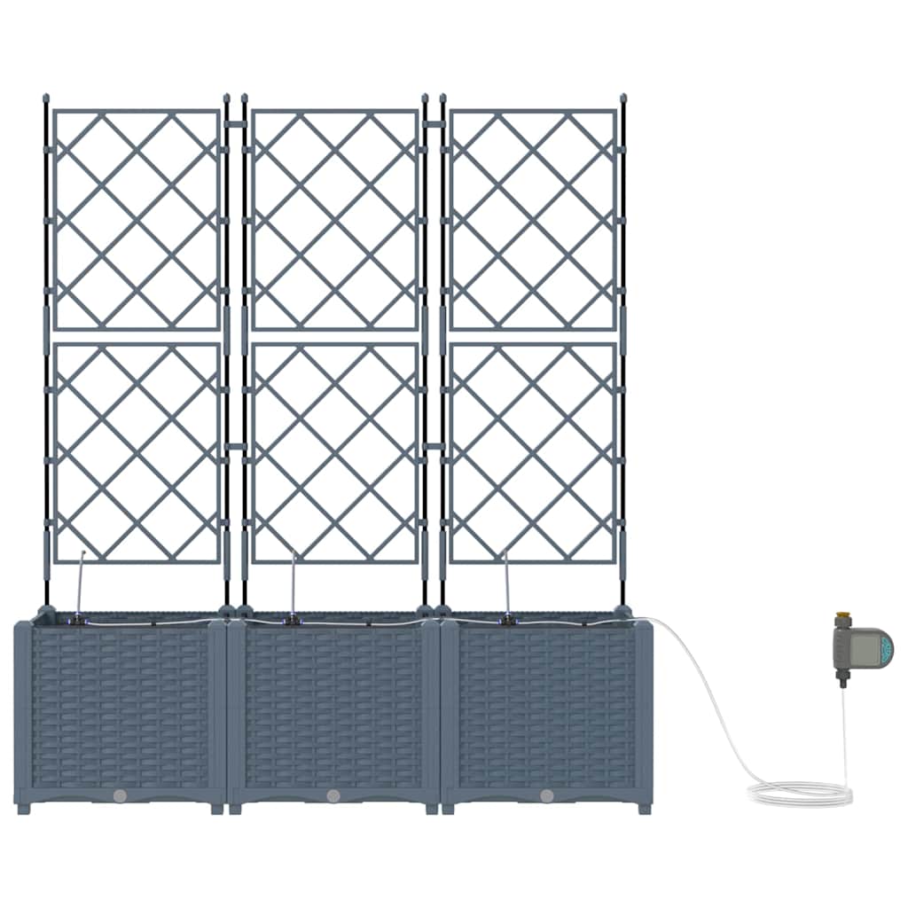vidaXL Garden Planter 3 pcs LiGht Grey 120 x 40 x 142 cm PP