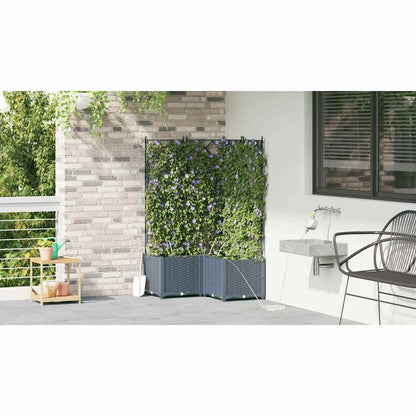 vidaXL Garden Planter 3 pcs LiGht Grey 80 x 80 x 142 cm PP