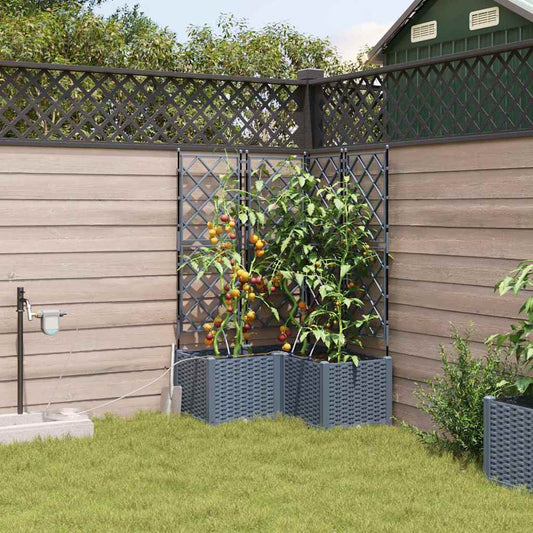 vidaXL Garden Planter 3 pcs LiGht Grey 80 x 80 x 142 cm PP