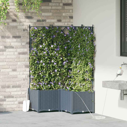 vidaXL Garden Planter 3 pcs LiGht Grey 80 x 80 x 142 cm PP