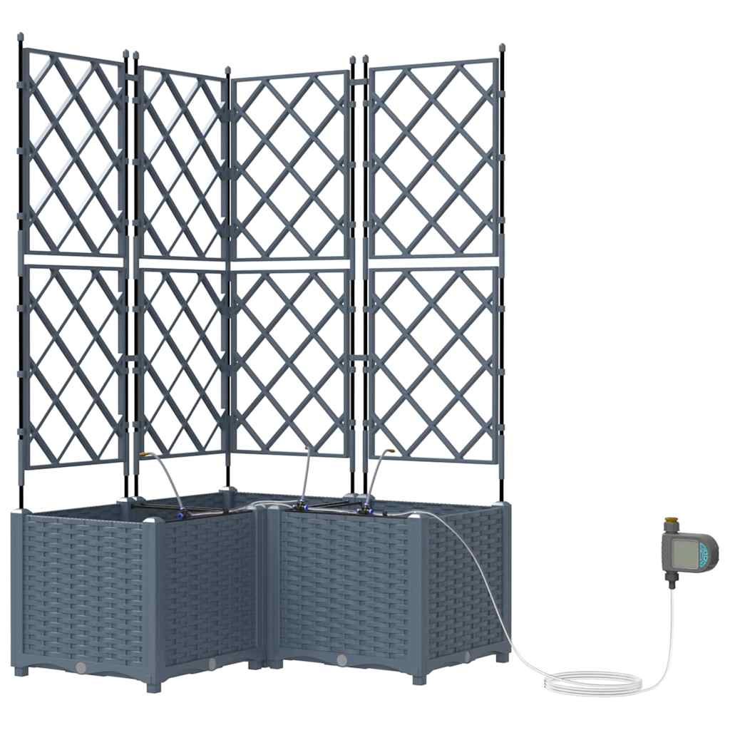 vidaXL Garden Planter 3 pcs LiGht Grey 80 x 80 x 142 cm PP