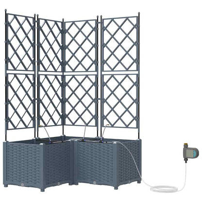 vidaXL Garden Planter 3 pcs LiGht Grey 80 x 80 x 142 cm PP