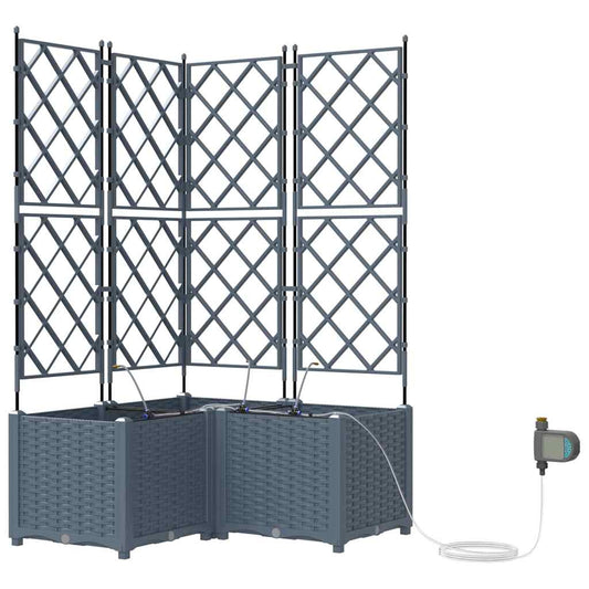 vidaXL Garden Planter 3 pcs LiGht Grey 80 x 80 x 142 cm PP