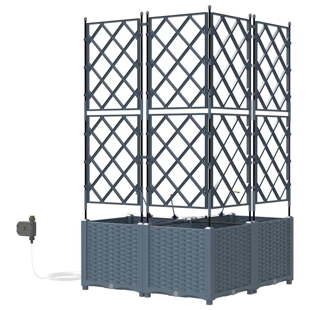 vidaXL Garden Planter 3 pcs LiGht Grey 80 x 80 x 142 cm PP