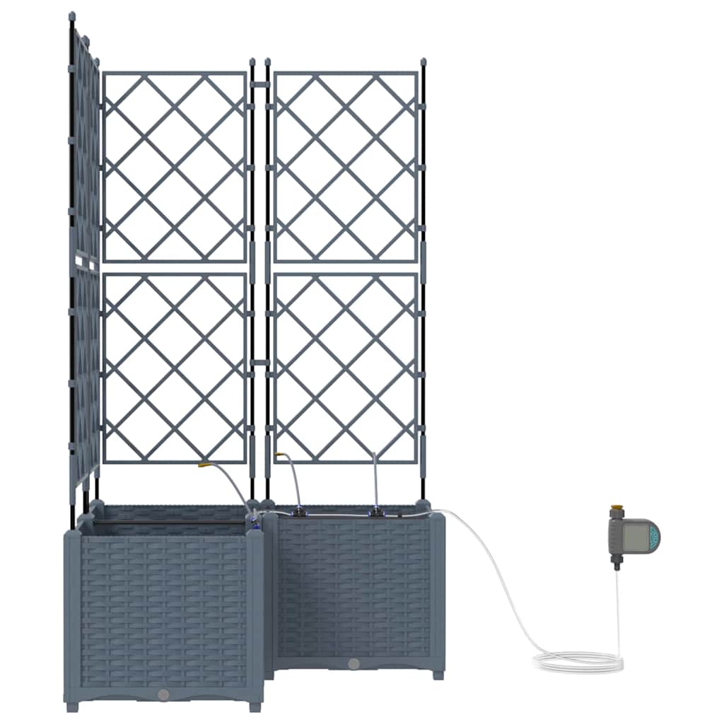 vidaXL Garden Planter 3 pcs LiGht Grey 80 x 80 x 142 cm PP
