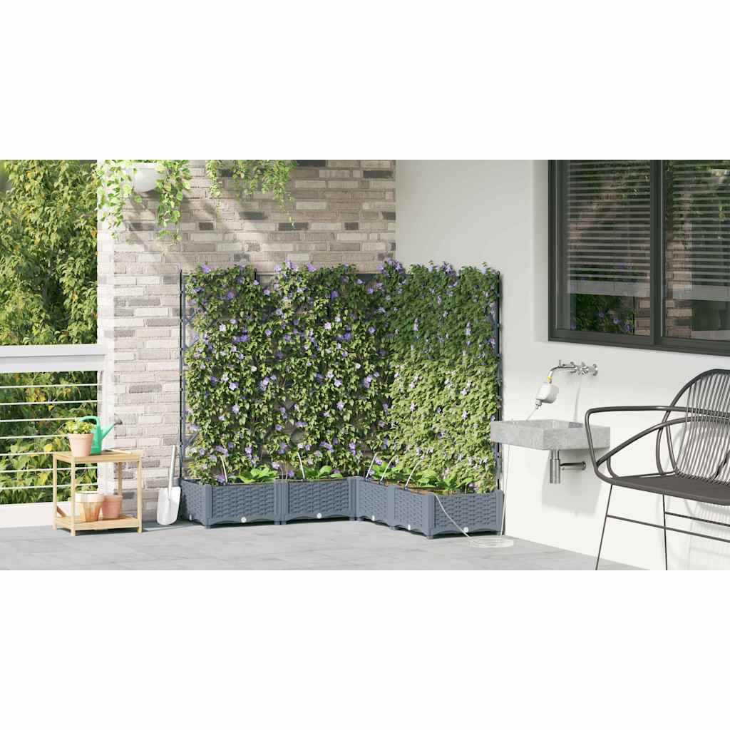 vidaXL Garden Planter 5 pcs LiGht Grey 120 x 120 x 126 cm PP