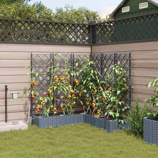 vidaXL Garden Planter 5 pcs LiGht Grey 120 x 120 x 126 cm PP