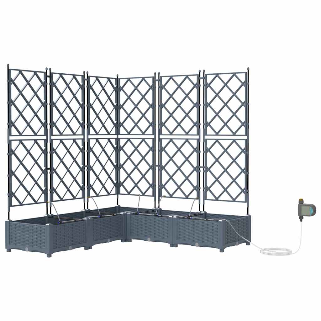 vidaXL Garden Planter 5 pcs LiGht Grey 120 x 120 x 126 cm PP