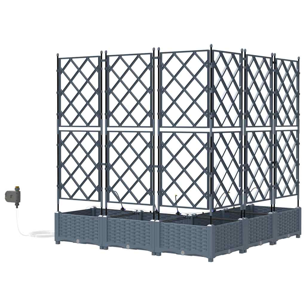 vidaXL Garden Planter 5 pcs LiGht Grey 120 x 120 x 126 cm PP