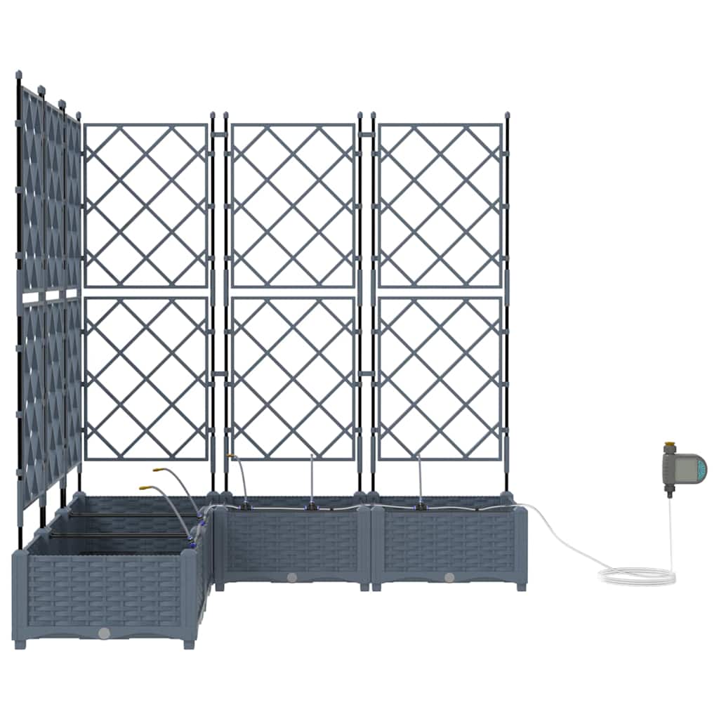 vidaXL Garden Planter 5 pcs LiGht Grey 120 x 120 x 126 cm PP