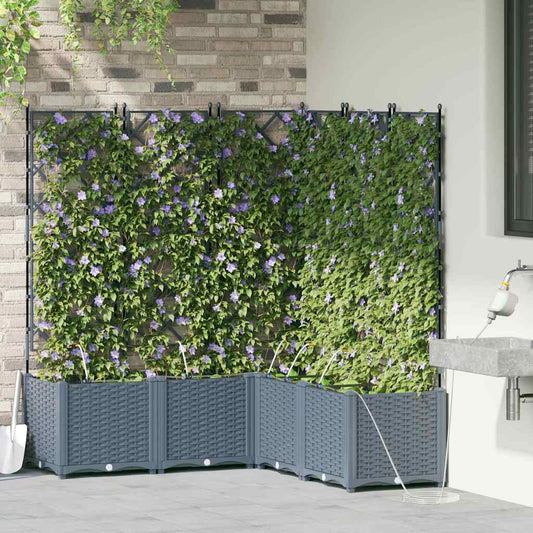 vidaXL Garden Planter 5 pcs LiGht Grey 120 x 120 x 142 cm PP