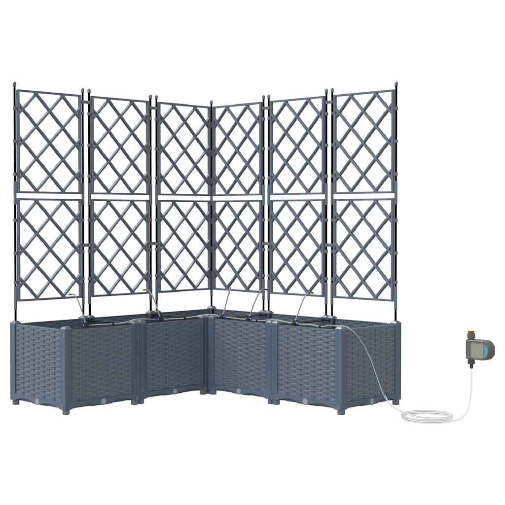vidaXL Garden Planter 5 pcs LiGht Grey 120 x 120 x 142 cm PP