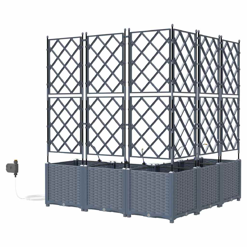 vidaXL Garden Planter 5 pcs LiGht Grey 120 x 120 x 142 cm PP