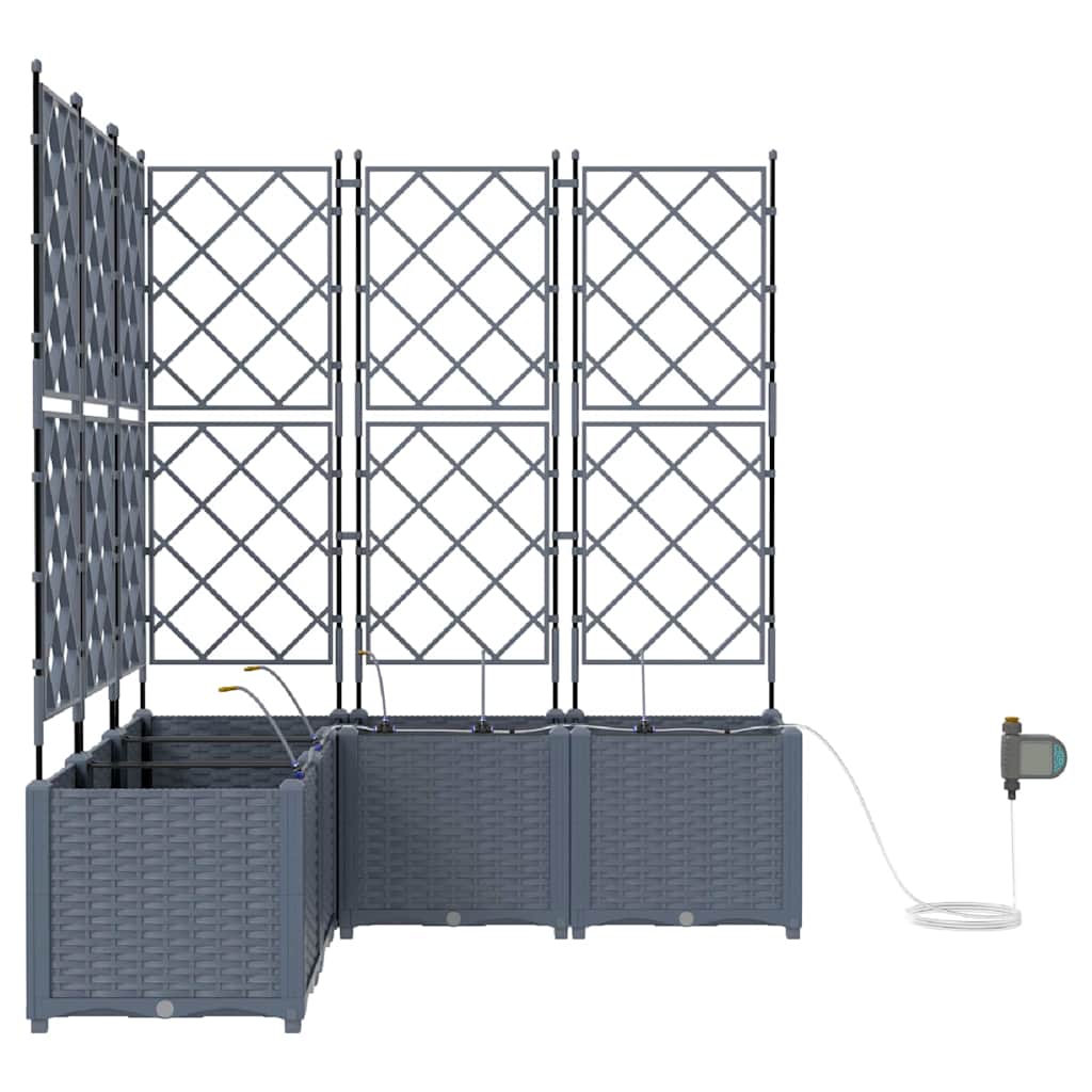 vidaXL Garden Planter 5 pcs LiGht Grey 120 x 120 x 142 cm PP