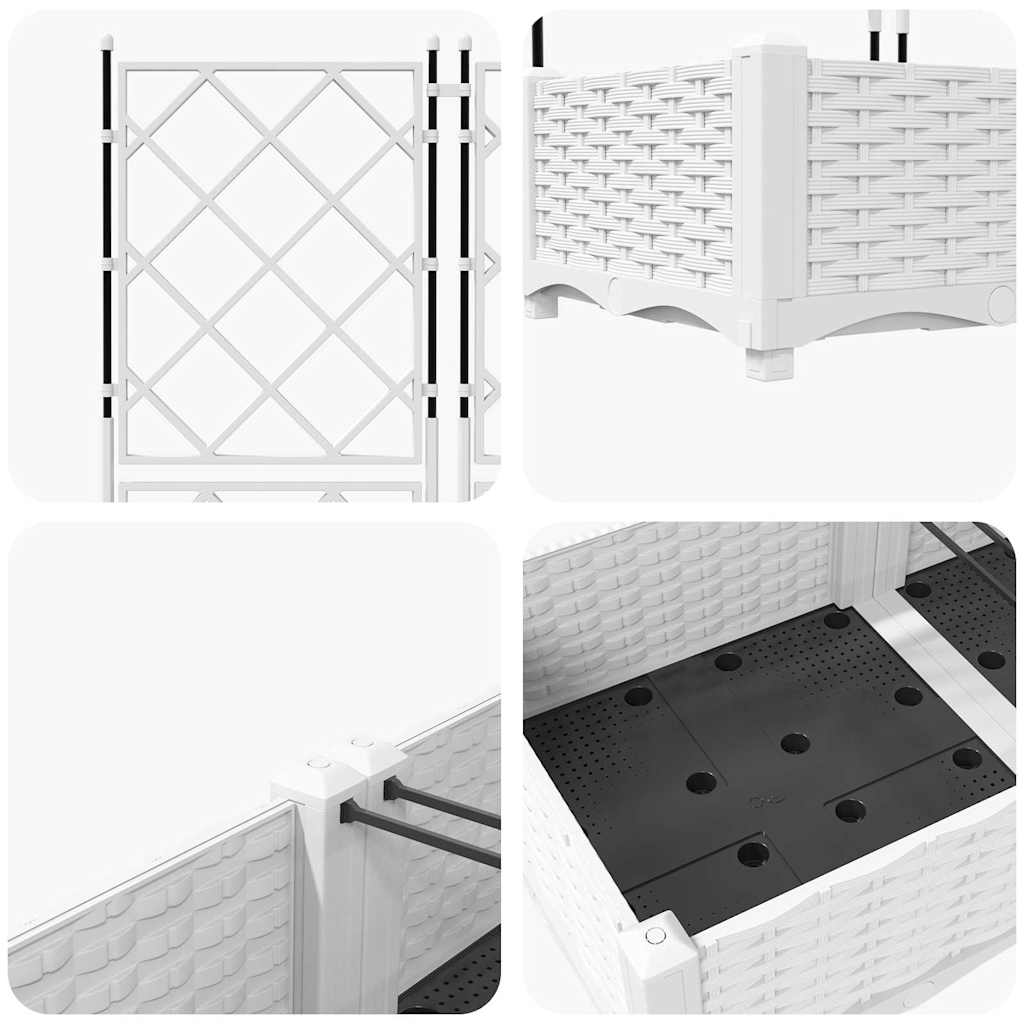 vidaXL Garden Planter 3 pcs White 120 x 40 x 125.5 cm PP