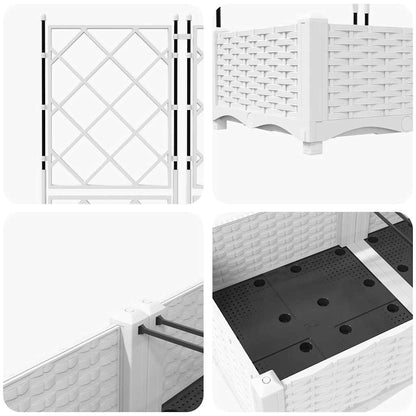 vidaXL Garden Planter 3 pcs White 120 x 40 x 125.5 cm PP