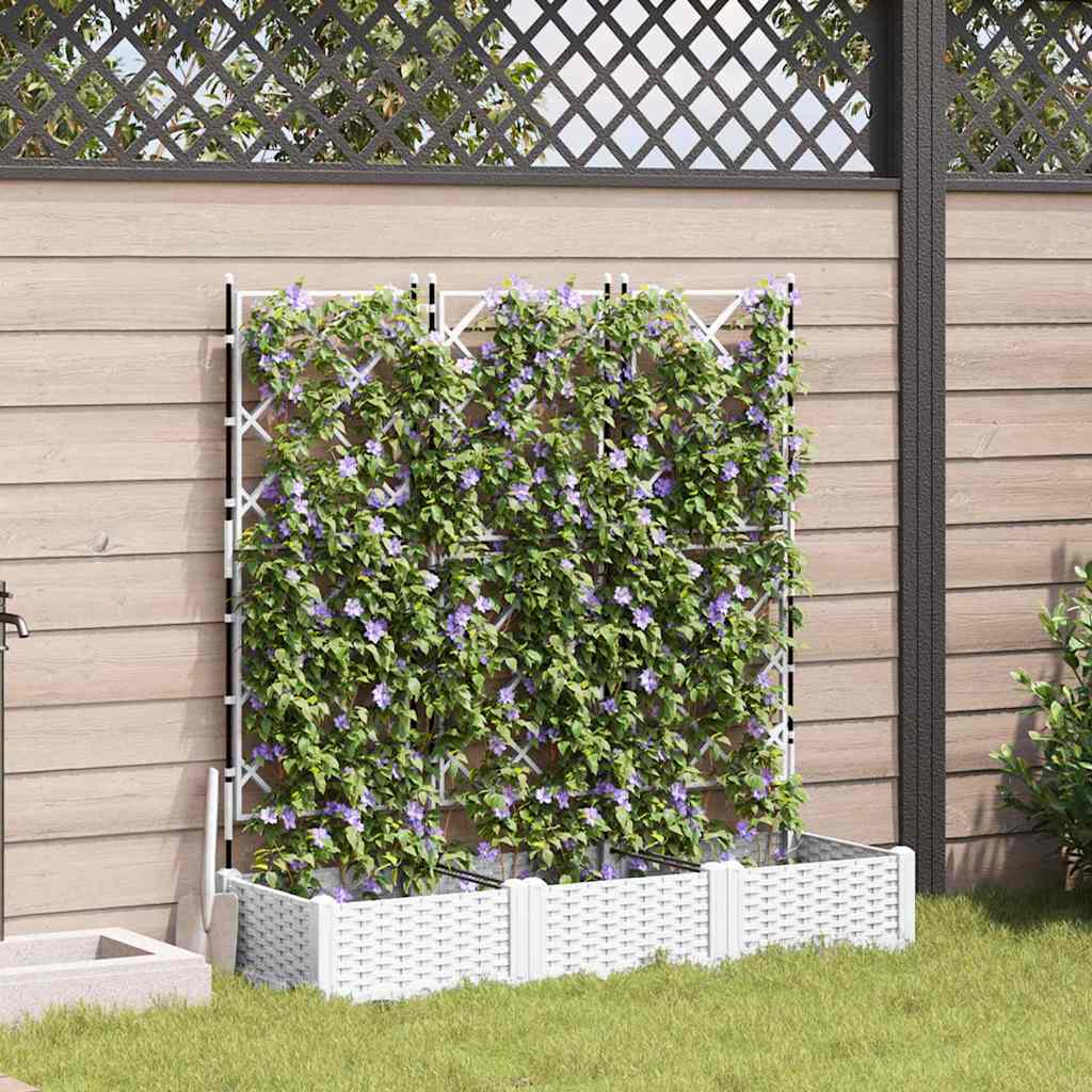 vidaXL Garden Planter 3 pcs White 120 x 40 x 125.5 cm PP
