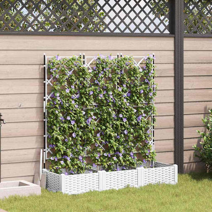 vidaXL Garden Planter 3 pcs White 120 x 40 x 125.5 cm PP