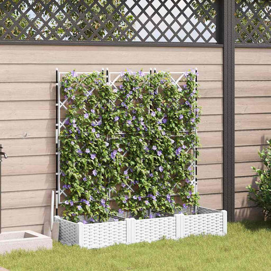 vidaXL Garden Planter 3 pcs White 120 x 40 x 125.5 cm PP