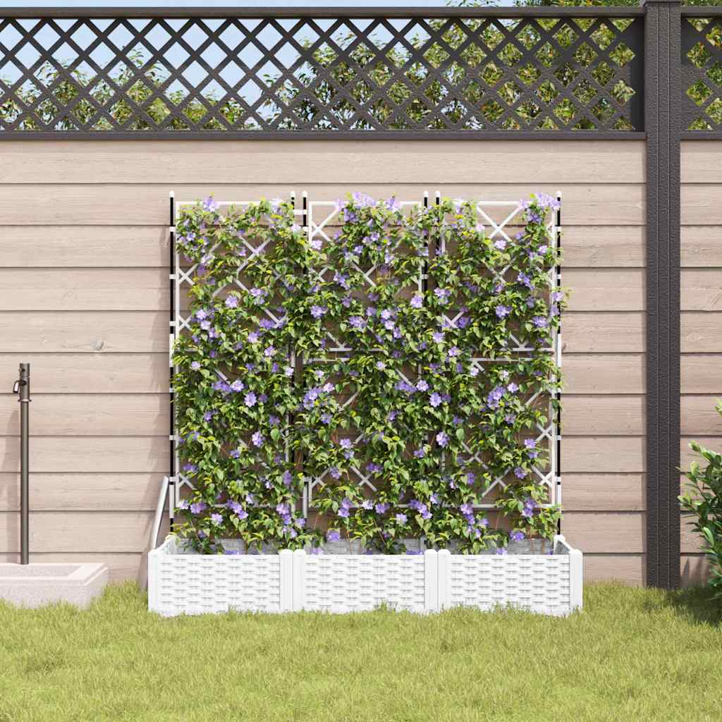vidaXL Garden Planter 3 pcs White 120 x 40 x 125.5 cm PP