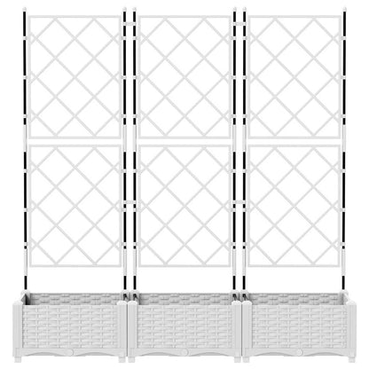 vidaXL Garden Planter 3 pcs White 120 x 40 x 125.5 cm PP