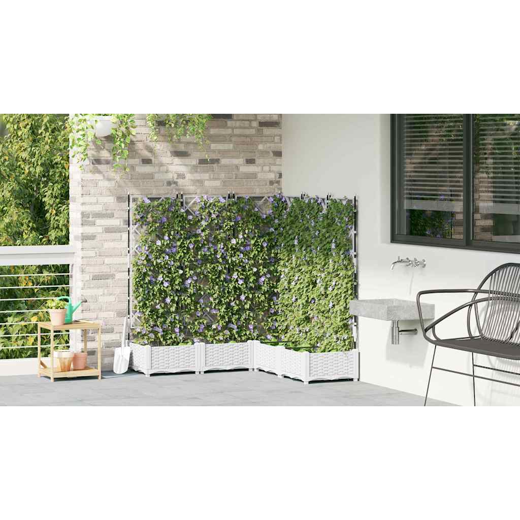 vidaXL Garden Planter 5 pcs White 120 x 120 x 125.5 cm PP