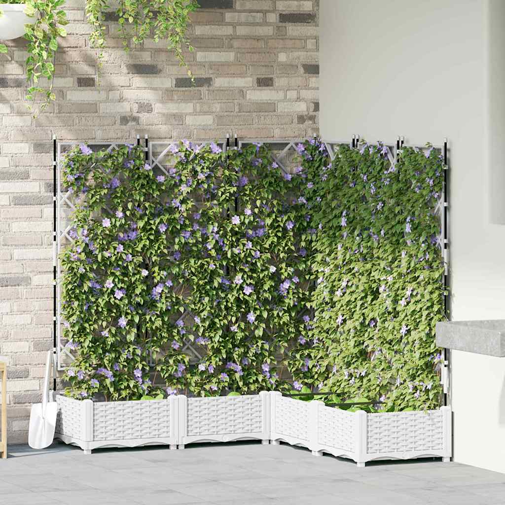 vidaXL Garden Planter 5 pcs White 120 x 120 x 125.5 cm PP